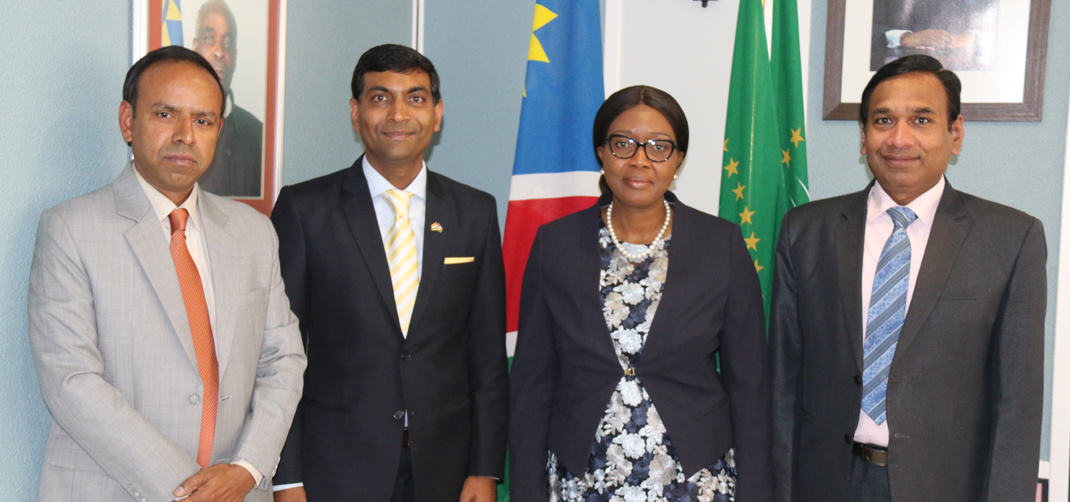 <p>High Commissioner along with officers of the High Commission calls on the Prime Minister of the Republic of Namibia</p>
