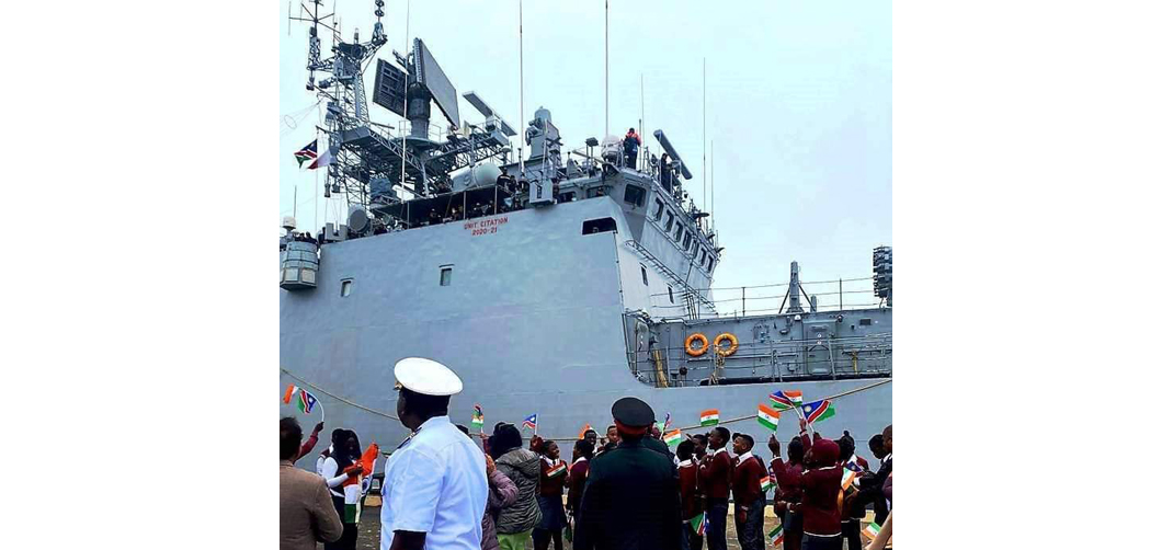 <p>Indian Navy Ship INS Tarkash arrives at Walvis Bay. Ship visit to further strengthen maritime cooperation between India & Namibia</p>
