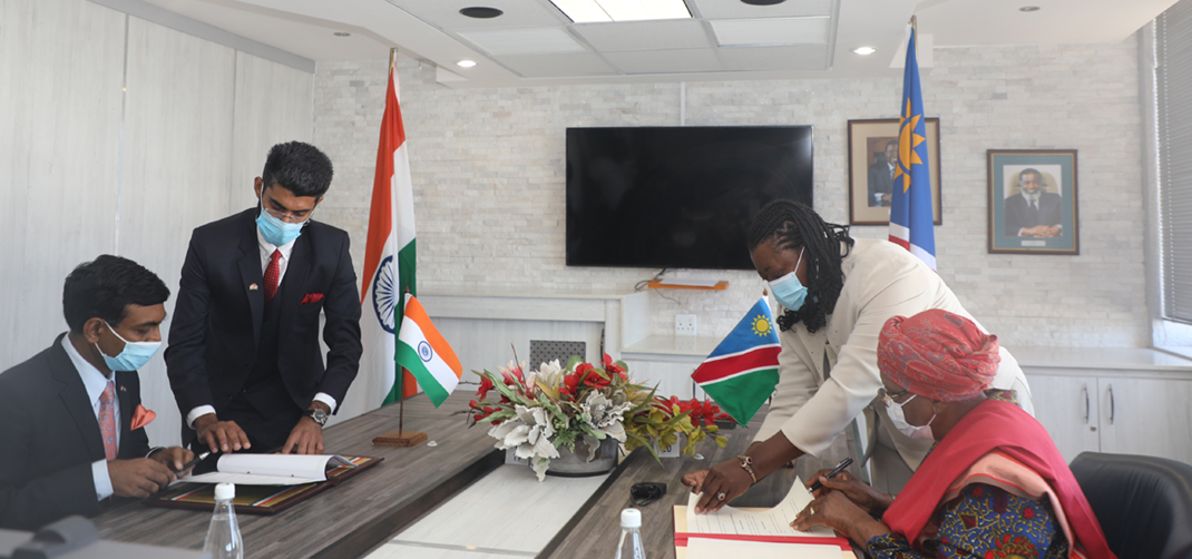 <p>India and Namibia signed MoU for establishment of Joint Commission for Bilateral Cooperation</p>
